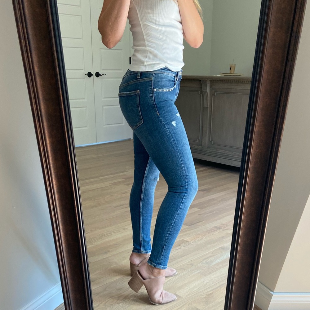 Zara Skinny Jeans with Embellished Pockets